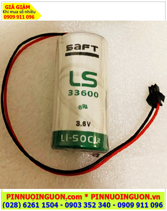 SAFT LS33600 (Zắc cắm SM-2P); Pin nuôi nguồn Saft LS33600 lithium 3.6v D 17000mAh, Xuất xứ Pháp